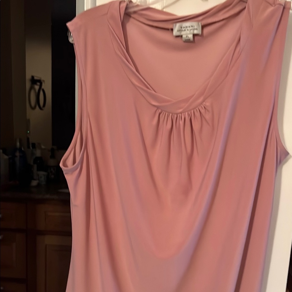 Tahari Soft Pink Sleeveless Blouse